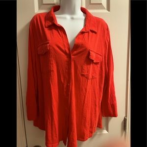 Loft XL 3/4 Sleeve, double pocket, button down. With stretch.